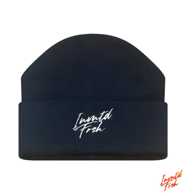 Invntd Frsh Signature Beanie Navy Blue/White